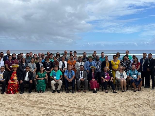 group photo on the beach